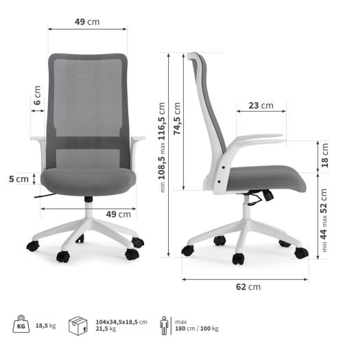 Ergonomická kancelárska stolička SENSE7 JUNO sivá