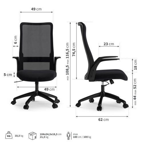 Ergonomická kancelárska stolička SENSE7 JUNO Black