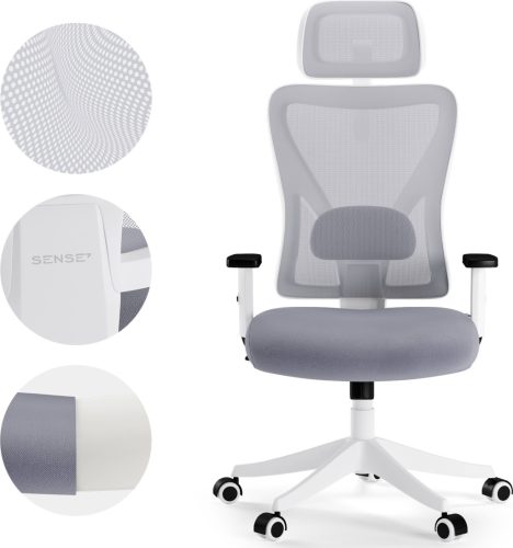 Ergonomická kancelárska stolička SENSE7 Tone biela a sivá