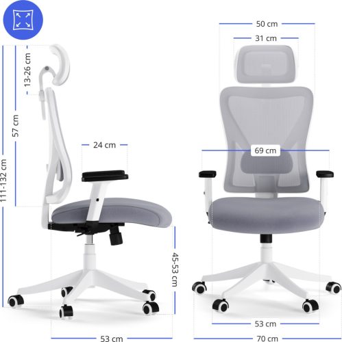 Ergonomická kancelárska stolička SENSE7 Tone biela a sivá