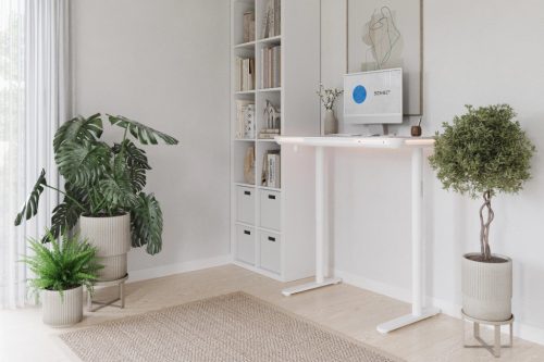 SENSE7 NOMO výškovo nastaviteľný elektrický stôl, 120x60cm USB, RGB, biela