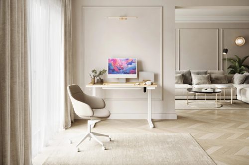 Newai výškovo nastaviteľný elektrický stôl, 120x60cm,béžový