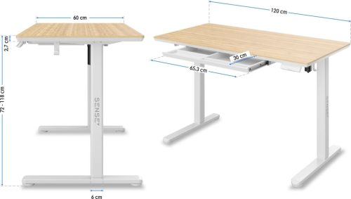 Newai výškovo nastaviteľný elektrický stôl, 120x60cm,béžový