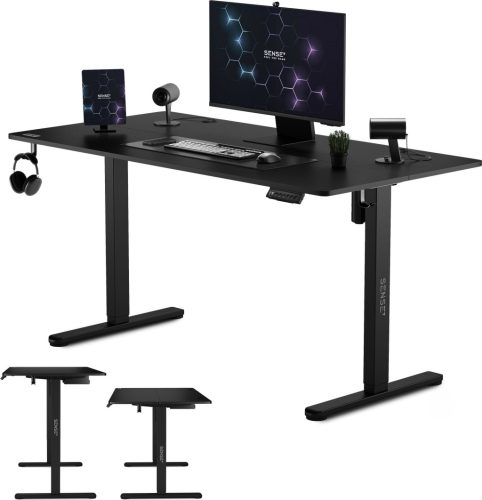 SENSE7 Výškovo nastaviteľný elektrický stôl Nojo 140x60 cm čierny