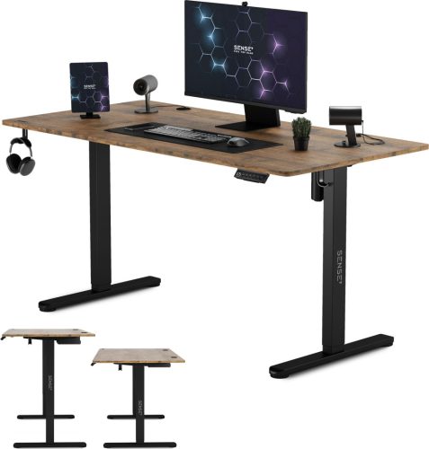 SENSE7 Výškovo nastaviteľný elektrický stôl Nojo 140x60cm čierny dub