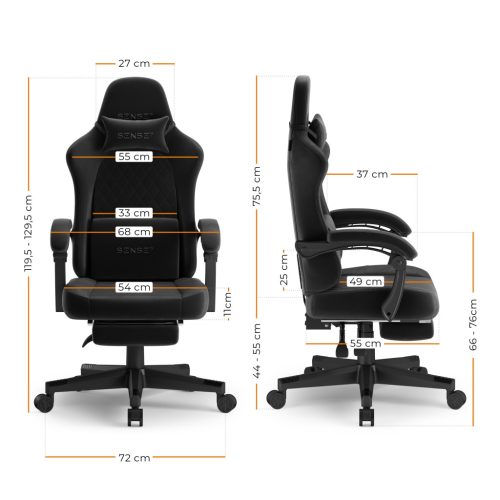 SENSE7 Herná stolička DEVON, čierna alcantara