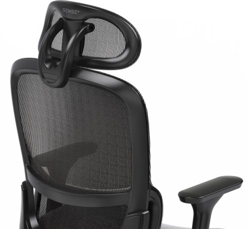 Ergonomická otočná kancelárska stolička Neyo s bedrovou opierkou, opierkou hlavy, sieťovina, čierna