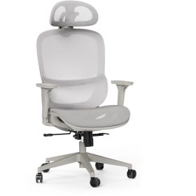   Ergonomická otočná kancelárska stolička Neyo s bedrovou opierkou, opierkou hlavy, sieťovina, sivá