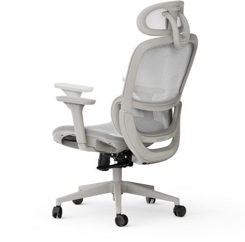 Ergonomická otočná kancelárska stolička Neyo s bedrovou opierkou, opierkou hlavy, sieťovina, sivá