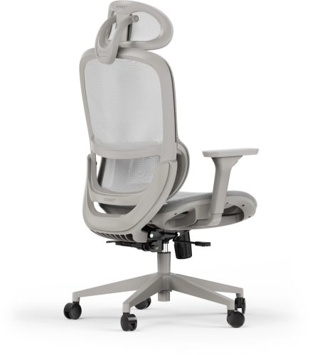 Ergonomická otočná kancelárska stolička Neyo s bedrovou opierkou, opierkou hlavy, sieťovina, sivá