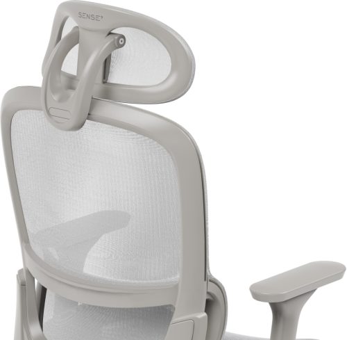 Ergonomická otočná kancelárska stolička Neyo s bedrovou opierkou, opierkou hlavy, sieťovina, sivá