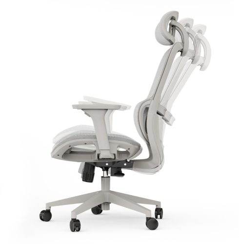 Ergonomická otočná kancelárska stolička Neyo s bedrovou opierkou, opierkou hlavy, sieťovina, sivá