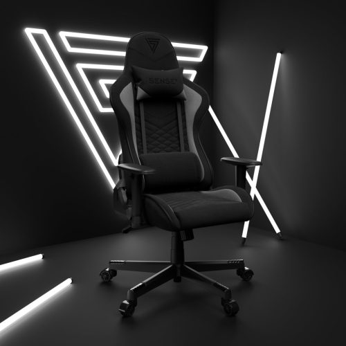 Hráčska stolička, látkové kreslo SENSE7 Spellcaster čierne.