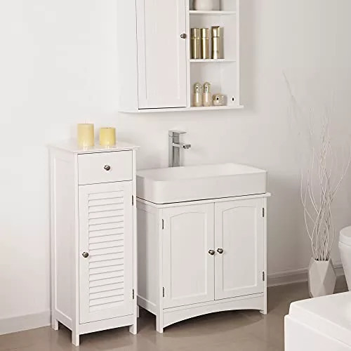 Vasagle Kúpeľňová skrinka pod umývadlo, biela