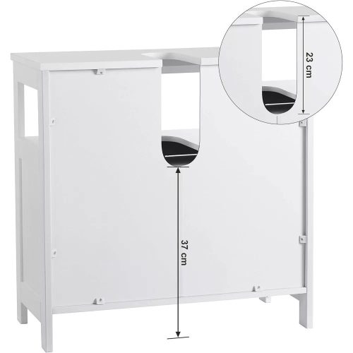 Vasagle Kúpeľňová skrinka pod umývadlo s otvorenou policou, biela.