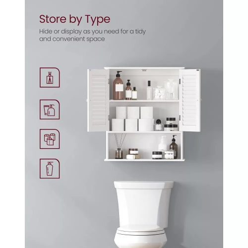 Vasagle Nástenná kúpeľňová skrinka, biela.