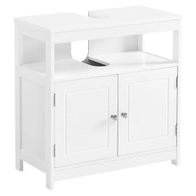   Vasagle Kúpeľňová skrinka pod umývadlo, s dvoma dvierkami, škandinávsky štýl, matná biela 60x30x60cm