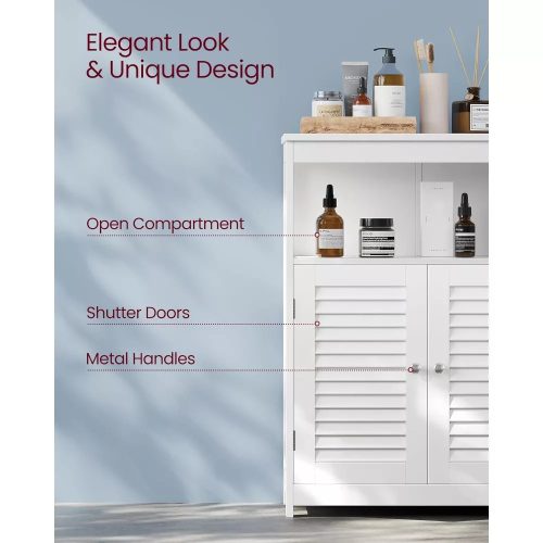 Vasagle Kúpeľňová skrinka, skrinka s dvierkami, biela.