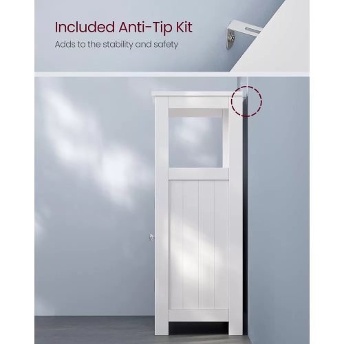 Vasagle Kúpeľňová skrinka, skrinka s dvierkami, biela.