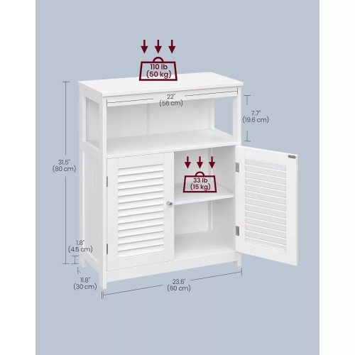 Vasagle Kúpeľňová skrinka, skrinka s dvierkami, biela.