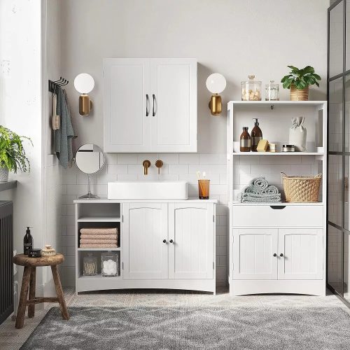 Vasagle Kúpeľňová skrinka pod umývadlo, biela.
