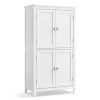 Kúpeľňová skrinka, úložná skrinka so štyrmi dvierkami, biela 60x30x110cm