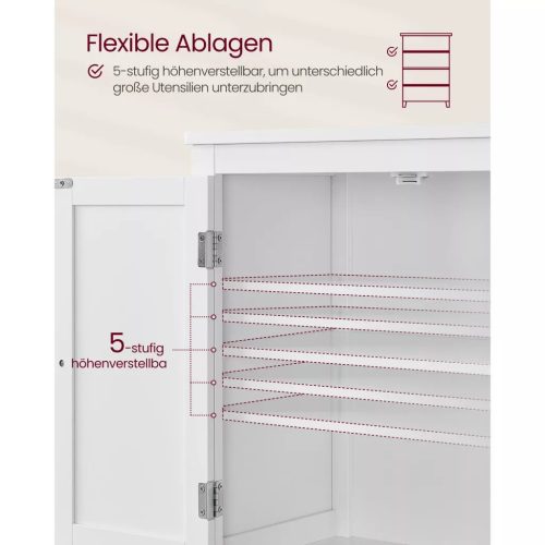 Kúpeľňová skrinka, úložná skrinka so štyrmi dvierkami, biela 60x30x110cm