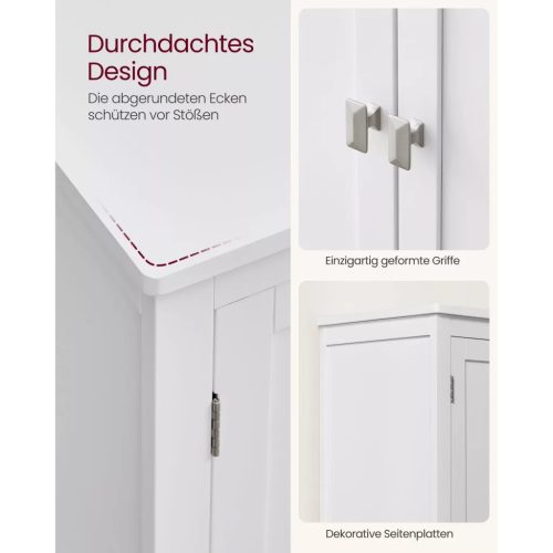 Kúpeľňová skrinka, úložná skrinka so štyrmi dvierkami, biela 60x30x110cm