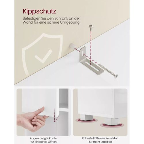 Vasagle Úzka kúpeľňová skrinka, so zásuvkou, nastaviteľné police, biela, 30 x 30 x 170 cm