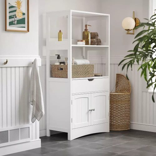 Vasagle Šatníková skriňa, kúpeľňová skrinka, biela.