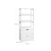 Kúpeľňová skrinka so zásuvkou a skrinkou, 3 police, biela, 60x32x154cm