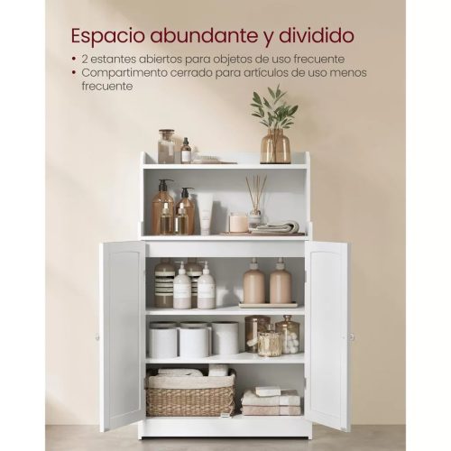 Kúpeľňová skrinka, 2 dvierka, 2 nastaviteľné police, oblačne biela 30x60x100cm