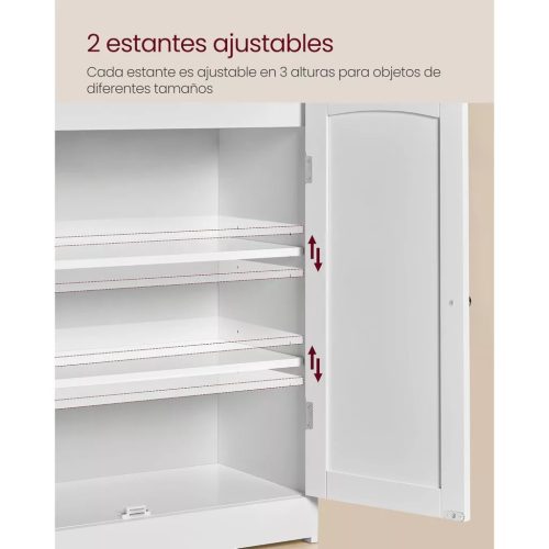 Kúpeľňová skrinka, 2 dvierka, 2 nastaviteľné police, oblačne biela 30x60x100cm