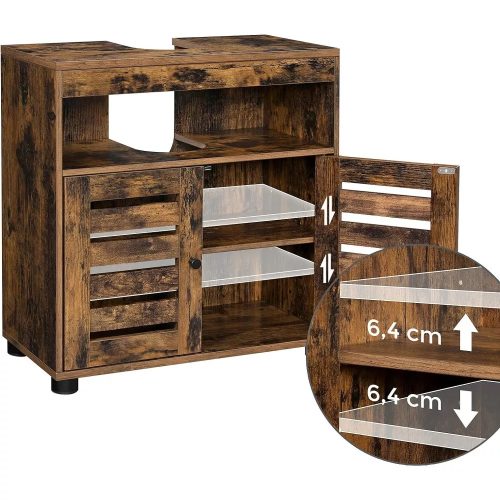 Vasagle Kúpeľňová skrinka pod umývadlo rustikálna hnedá