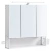 Vasagle Nástenná zrkadlová kúpeľňová skrinka s 3-dverovou zásuvkou, biela 15x70x70cm
