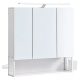 Vasagle Nástenná zrkadlová kúpeľňová skrinka s 3-dverovou zásuvkou, biela 15x70x70cm