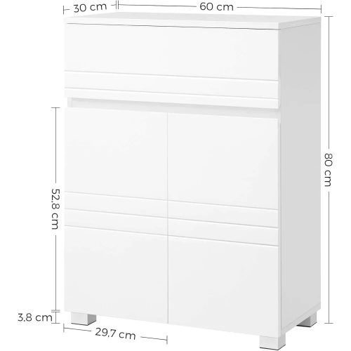 Vasagle Voľne stojaca skrinka s 2 dvierkami a 1 zásuvkou, biela