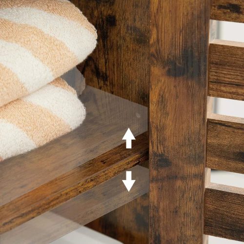 Vasagle Vysoká úložná skrinka, kúpeľňová skrinka, rustikálna hnedá.