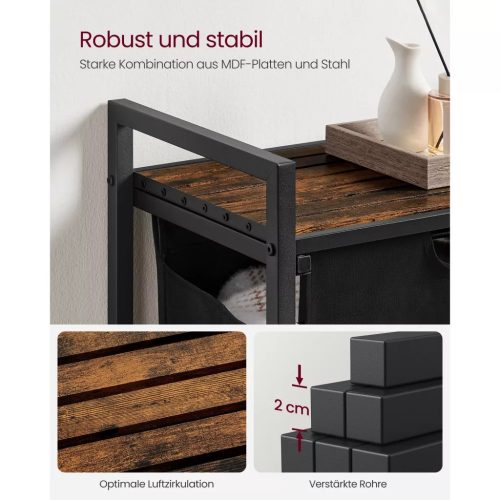 Stojan na bielizeň, výsuvný a odnímateľný vešiak na oblečenie s vreckom, čierny