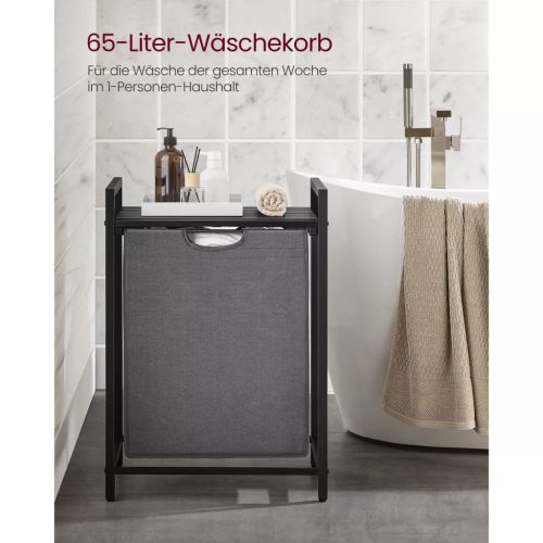 Stojan na bielizeň, výsuvný a odnímateľný vešiak na oblečenie s vreckom, sivý