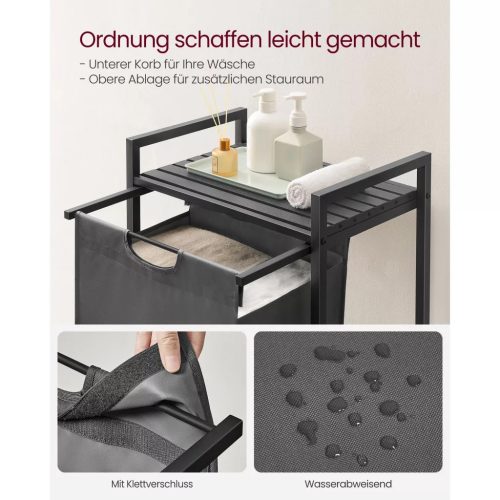 Stojan na bielizeň, výsuvný a odnímateľný vešiak na oblečenie s vreckom, sivý