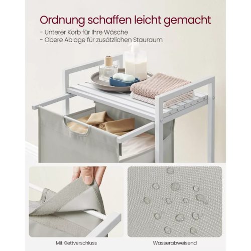 Stojan na bielizeň, výsuvný a odnímateľný vešiak na oblečenie s vreckom, biely