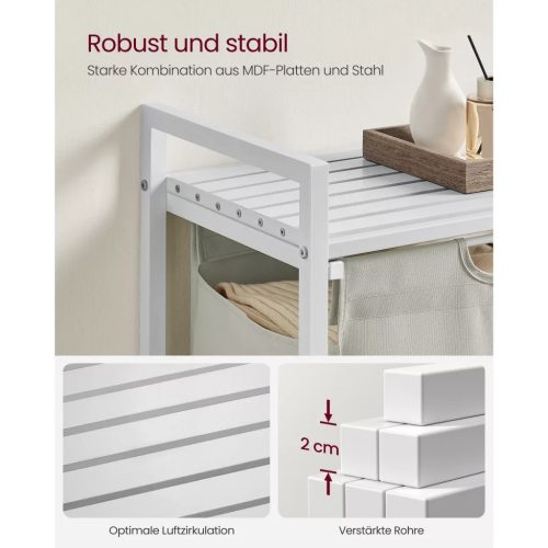 Stojan na bielizeň, výsuvný a odnímateľný vešiak na oblečenie s vreckom, biely