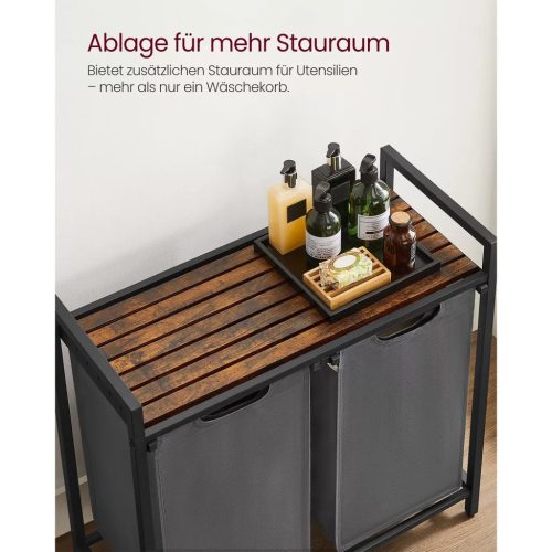 Stojan na bielizeň, výsuvný a odnímateľný vešiak na oblečenie s vreckom 2x46L, sivý