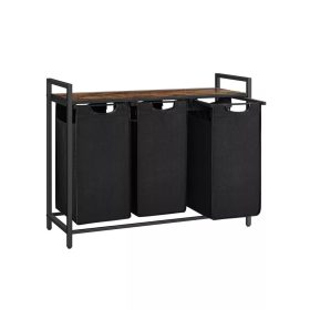   Stojan na bielizeň, výsuvný a odnímateľný stojan na oblečenie s vreckom 3x38L, hnedý, čierny