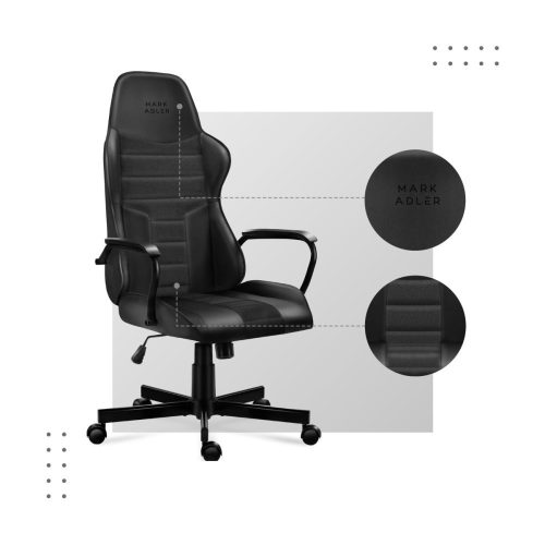 Mark Adler Boss 4.2 black Prémiové šéfovské kreslo, otočné kreslo, reverzná koža, látka, čierna