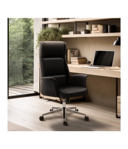 Mark Adler  Boss 5.6 black Moderná prémiová šéfovská stolička, ergonomická kancelárska stolička, s opierkou hlavy a krku, umelá koža, čierna