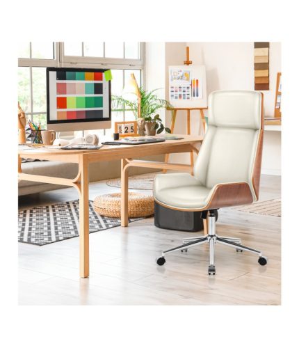 Mark Adler Boss 8.0 beige Prémiové šéfovské kreslo, pohodlné kancelárske kreslo, moderné riaditeľské kreslo, s opierkou hlavy a krku, umelá koža, béžová