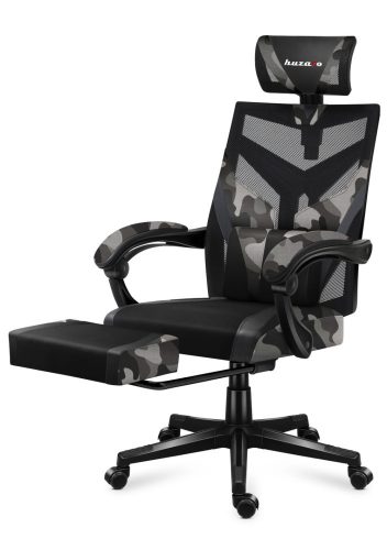 Huzaro Combat 5.0 herná stolička s ergonomickou opierkou na nohy, polohovateľné kreslo, Camo