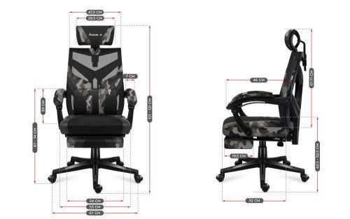 Huzaro Combat 5.0 herná stolička s ergonomickou opierkou na nohy, polohovateľné kreslo, Camo